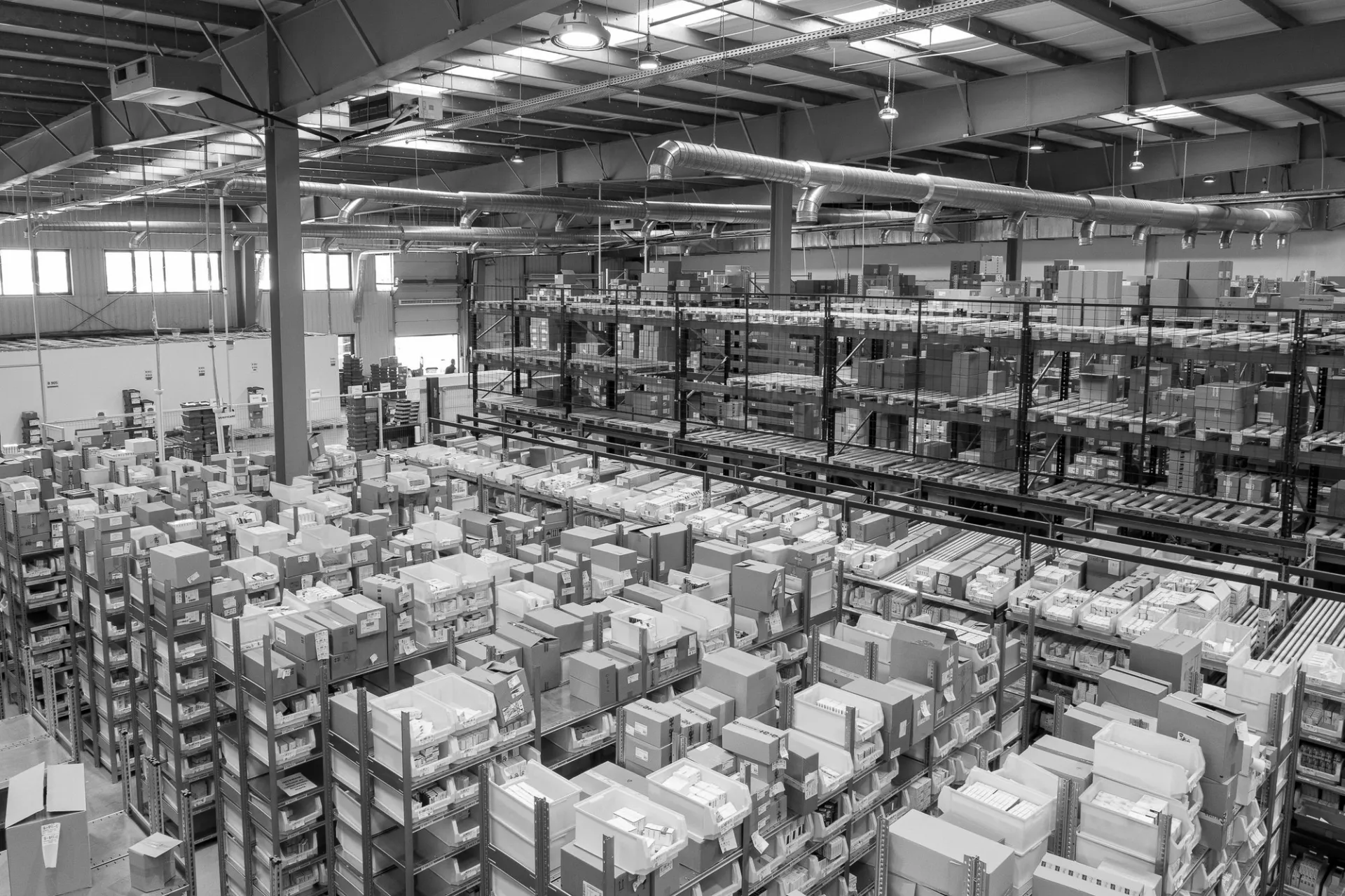 Warehouse racks filled with goods