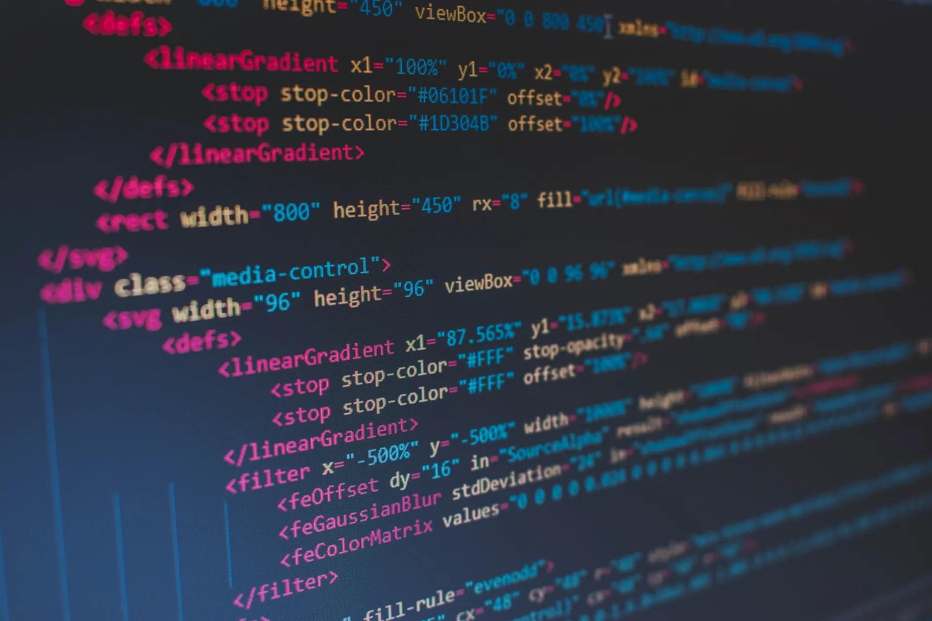 Close-up of source code displayed on a screen