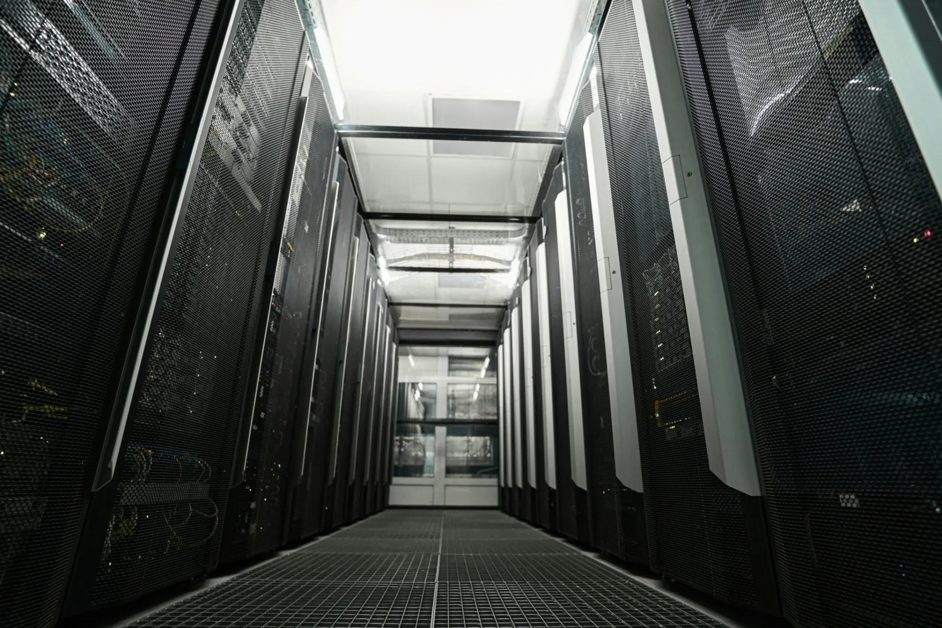 Row of servers in a data center
