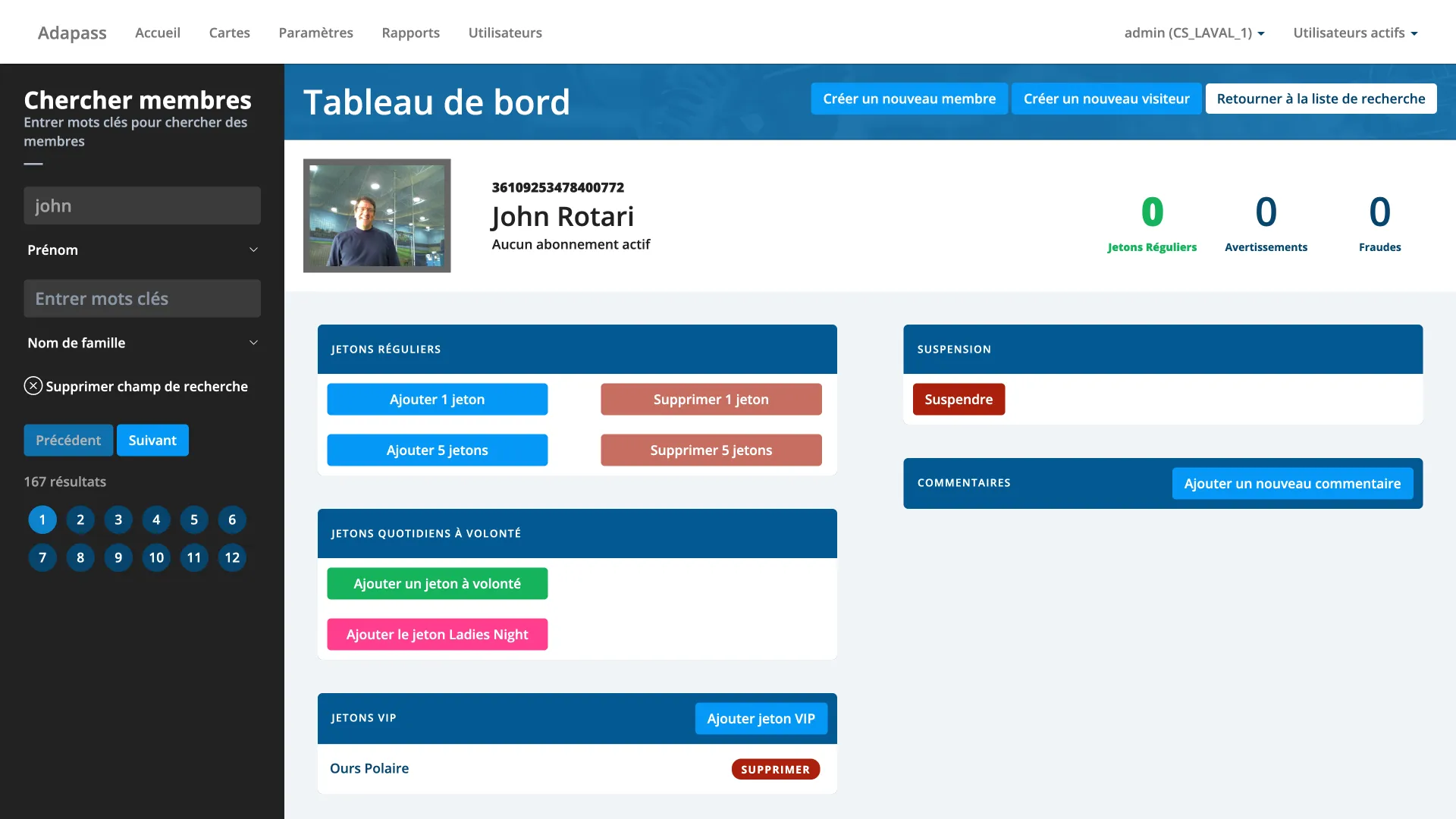 user profile page