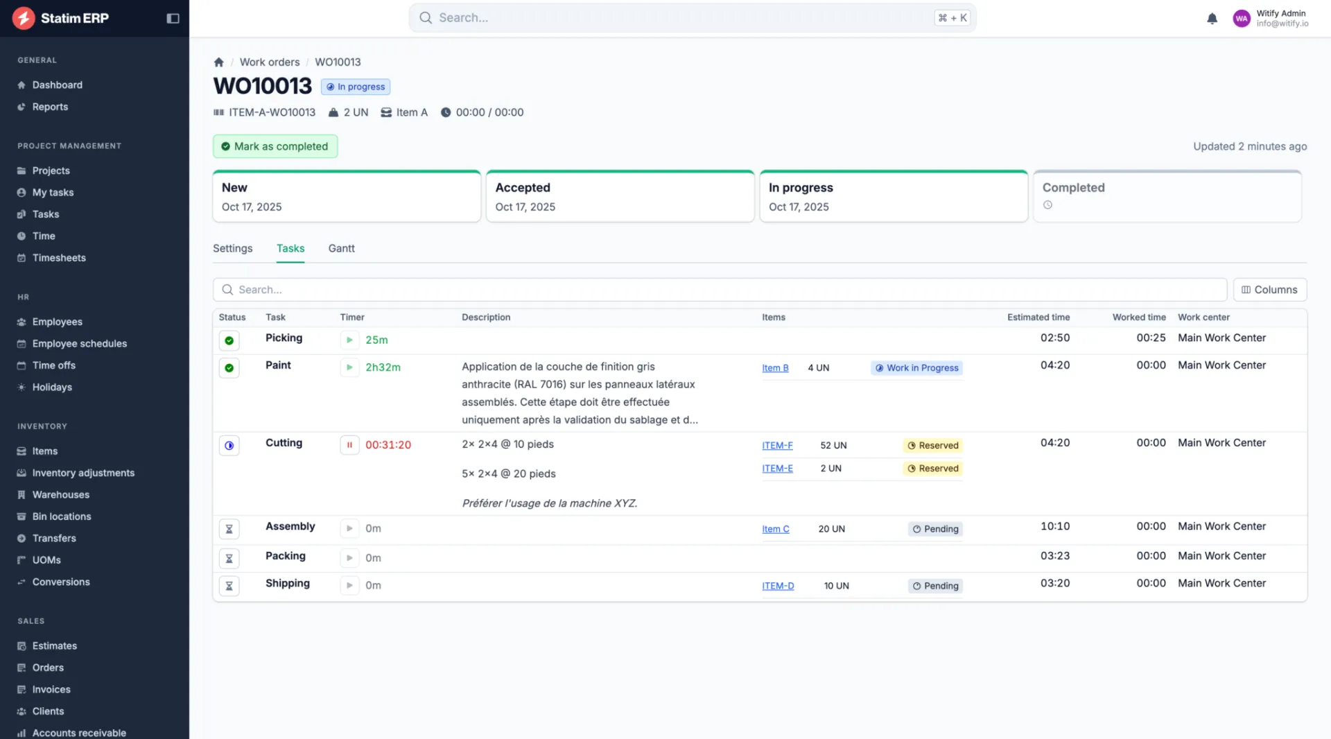 Work Order Tasks